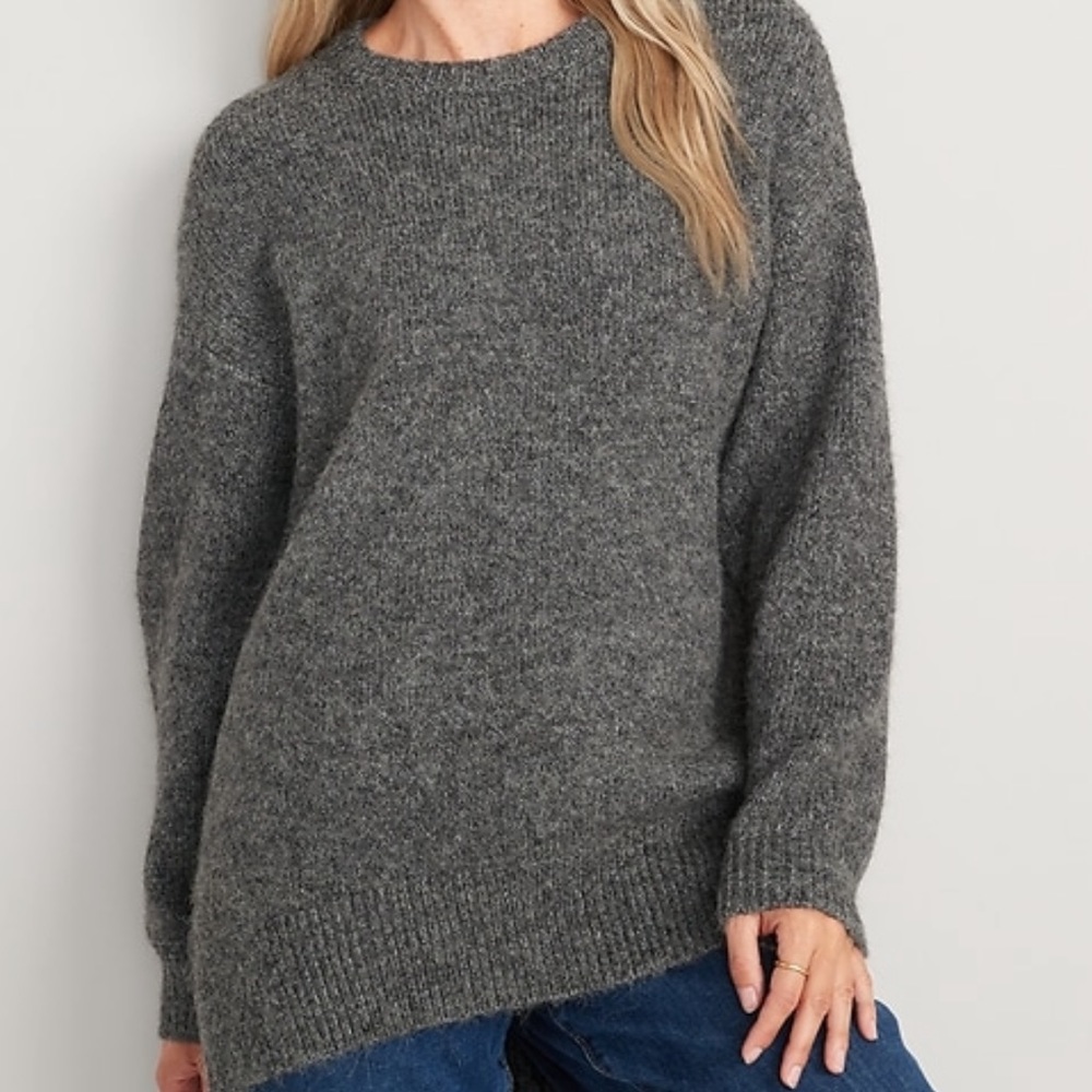 Cozy Plush-Yarn Cocoon Tunic Sweater